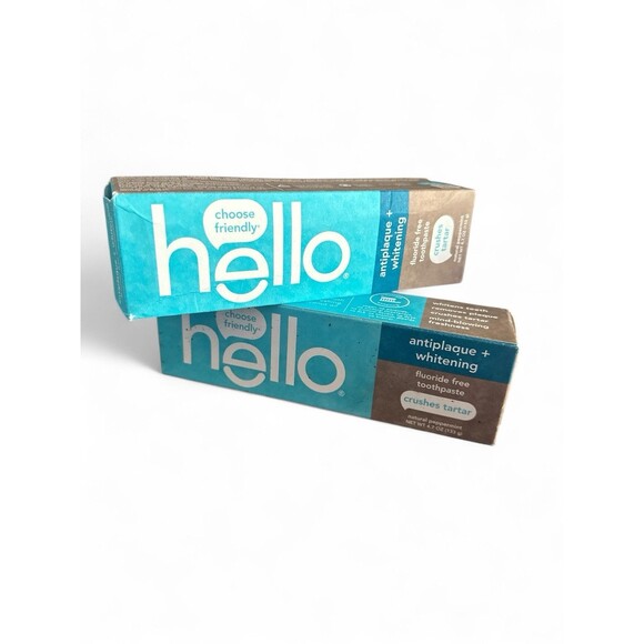 Bundle 3 Hello & Burt's Bees Flouride Free Toothpaste Antiplaque Whitening - Picture 2 of 4